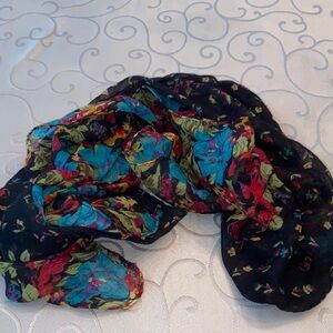 Floral Black Scarf